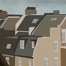 Background art for shortfilm "Het Bon Marchéke". Ilustração tradicional, Cinema, Vídeo e TV, Animação, e Direção de arte projeto de Mélissa Cembolista - 13.11.2020
