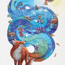 "Vibrations Automnales" (Autumn Vibes), mon projet d'illustration féérique. Un proyecto de Ilustración tradicional, Dibujo, Pintura a la acuarela e Ilustración editorial de Morgane Bouiller - 27.09.2022