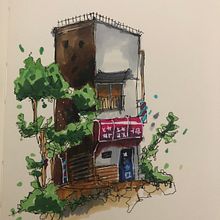 My project for course: Expressive Architectural Sketching with Colored Markers. Sketching, Drawing, Architectural Illustration, Sketchbook & Ink Illustration project by wahidaaftab - 09.27.2022