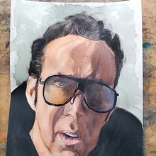 portrait Nicolas Cage Aquarelle. Un proyecto de Pintura de David Iannantuoni - 01.10.2022