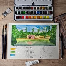 Mein Abschlussprojekt für den Kurs: Aquarellreiseheft. Un proyecto de Ilustración tradicional, Pintura a la acuarela, Sketchbook e Ilustración arquitectónica de Ronny Hampe - 03.10.2022