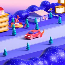 Driving car. Un progetto di Illustrazione tradizionale, Motion graphics, 3D, Animazione, Direzione artistica, Animazione 3D, Modellazione 3D, Illustrazione digitale, Progettazione 3D e Illustrazione animata di Ana Porta - 04.10.2022