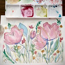 My project for course: Floral Arrangement Illustration in Watercolor. Un progetto di Illustrazione tradizionale, Belle arti, Pittura, Pittura ad acquerello, Illustrazione botanica e Illustrazione naturalistica di Natalia Voronóva - 04.10.2022