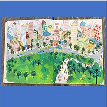 Pictorial Sketchbook with Gouache - Central Park South NYC Chaos. Un progetto di Illustrazione tradizionale, Bozzetti, Disegno, Illustrazione architettonica, Sketchbook e Pittura gouache di Janet Courrege - 27.09.2022