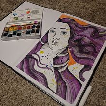 Il mio progetto del corso: Illustrazione con tecniche manuali di tratteggio e dripping. Un proyecto de Diseño de personajes, Bellas Artes, Pintura, Pintura a la acuarela, Dibujo de Retrato y Dibujo artístico de Eleonora Pucci - 08.10.2022