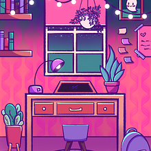 Lofi Study Room. Een project van Digitale illustratie y Traditionele illustratie van Starshine - 26.09.2022