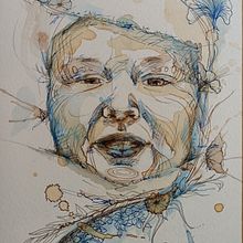 Portrait with ink and tea. Projekt z dziedziny Trad, c, jna ilustracja, Craft,  R, sunek, Portret,  R, sunek art, st i czn użytkownika vickyburrough - 09.10.2022