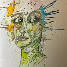 My project for course: Experimental Portraiture with Ink, Tea and Alcohol. Fine Arts, Painting, Drawing & Ink Illustration project by skylar756 - 10.10.2022