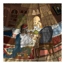 Jean-François Champollion Deciphers the Rosetta Stone. Traditional illustration project by Osama Moharem - 10.09.2022