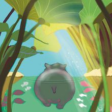 hippo making his way to the light. Traditional illustration project by Jacoline - 10.12.2022