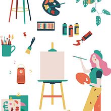 Painting studio stationary Ein Projekt aus dem Bereich Traditionelle Illustration, Grafikdesign, Verpackung, Vektorillustration, Digitale Illustration und Briefpapier-Design von Marwa Hayat - 12.10.2022