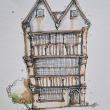 c1400 Merchants House, Plymouth,  Devon UK. Sketching with Colored Markers. Un progetto di Bozzetti, Disegno, Illustrazione architettonica, Sketchbook e Illustrazione con inchiostro di andy_hobbs68 - 14.10.2022