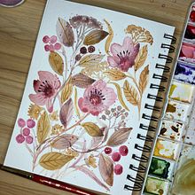 My project for course: Artistic Floral Watercolor: Connect with Nature. Un projet de Illustration traditionnelle, Peinture, Aquarelle et Illustration botanique de Guadalupe Manrique - 14.10.2022