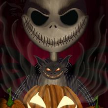 "El rey calabaza" Fan art del personaje principal de la animación Pesadillas antes navidad creada por Tim Burton. Ilustração tradicional, Desenho, e Desenho artístico projeto de sheresayroos - 16.10.2022