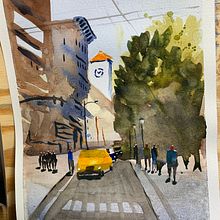My project for course: Urban Landscapes in Watercolor. Fine Arts, Watercolor Painting, and Architectural Illustration project by Stephen Finkelman - 10.12.2022