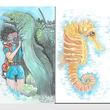  Sketching about sea life . Traditional illustration, Sketching, Creativit, Drawing, and Sketchbook project by Nico Benitez - 10.16.2022