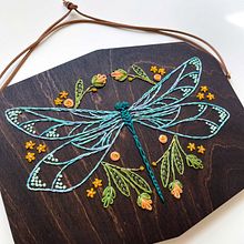 Dragonfly Wood Embroidery Kit. Design, Embroider, Woodworking, Arts, and Crafts project by Sara Pastrana (Flourishing Fibers) - 10.17.2022