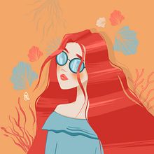 Character Design | Coral Red Hair & Glasses . Un projet de Illustration traditionnelle , et Conception de personnages de Milica Özçelebi - 19.10.2022