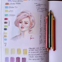 Lily Collins. Desenho, Desenho de retrato, Sketchbook, e Desenho com lápis de cor projeto de Ana Maria Aranda - 20.10.2022