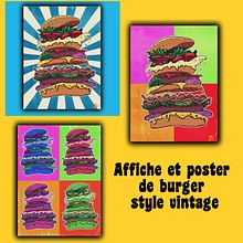affiche de burger style vintage . Traditional illustration, Design, Advertising, and Graphic Design project by michel Krouna - 10.19.2022