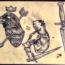 My project for course: made on fake skin , the crow and dagger are original designs . Tattoo Design project by Piero Fermán - 10.21.2022