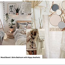 Mood Boards for a selected room in Boho style with a Hippy touch. Projekt z dziedziny Projektowanie wnętrz,  Dekoracja wnętrz i Dekoracja wnętrz użytkownika alenuschka - 21.10.2022