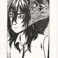 Alt. Ver. of Junji Ito's "Tomie" (Original Character). Traditional illustration, Drawing, Portrait Drawing, Artistic Drawing, Ink Illustration, and Manga project by Alicia Manzanos Ferrer - 05.13.2019