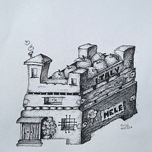 Apple house. Traditional illustration, Pencil Drawing, Drawing, Realistic Drawing, Artistic Drawing & Ink Illustration project by elisaavezza - 10.23.2022
