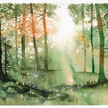 My project for course: Dreamy Watercolor Landscapes: Paint with Light. Un proyecto de Pintura y Pintura a la acuarela de Trang Chibi - 23.10.2022