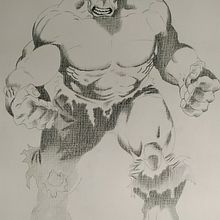 Proyecto Hulk en acrílico. Traditional illustration, Character Design, Painting, Comic, Acr, and lic Painting project by Fernando Nesa Ramírez - 10.24.2022