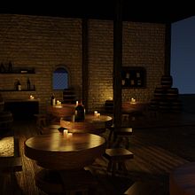 Modelado de una taberna medieval de noche. Un projet de Modélisation 3D de Darius Ionut Abrudan - 25.10.2022