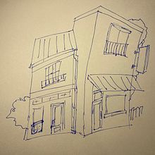 Progress Photo - Expressive Architectural Sketching with Colored Markers. Sketching, Drawing, Architectural Illustration, Sketchbook & Ink Illustration project by Tyler Warren - 10.26.2022