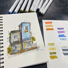 My project for course: Expressive Architectural Sketching with Colored Markers Ein Projekt aus dem Bereich Skizzenentwurf, Zeichnung, Architektonische Illustration, Sketchbook und Illustration mit Tinte von Marty Ford - 26.10.2022