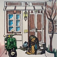 Mi proyecto del curso: Ilustración con técnicas manuales de rayado y dripping. Projekt z dziedziny Projektowanie postaci,  Sztuki piękne,  Malarstwo, Malowanie akwarelą, Portret,  R, sunek art, st i czn użytkownika Tania - 10.10.2022