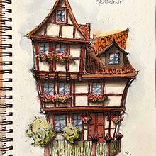 2nd attempt at "Expressive Architectural Sketching with Colored Markers"  Ein Projekt aus dem Bereich Traditionelle Illustration, Skizzenentwurf, Zeichnung, Artistische Zeichnung, Architektonische Illustration und Sketchbook von sarathereseart - 27.10.2022