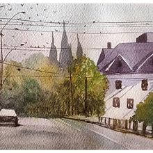 Il mio progetto del corso: Creazione di paesaggi contemporanei ad acquerello. Fine Arts, and Watercolor Painting project by Laura Scuriatti - 10.27.2022