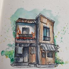 Mon projet du cours : Esquisses d'architecture expressives aux feutres de couleur. Un proyecto de Bocetado, Dibujo, Ilustración arquitectónica, Sketchbook e Ilustración con tinta de Mireille Rivet Lauriol - 27.10.2022