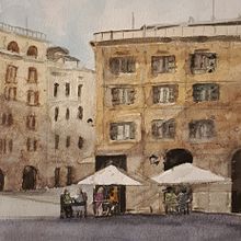 Mi proyecto del curso: Técnicas modernas para paisajes urbanos en acuarela. Un proyecto de Pintura y Pintura a la acuarela de María Otero Macías - 31.10.2022