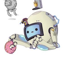 police droid companion . Traditional illustration, Character Design, Concept Art, and Digital Illustration project by Naama Miller - 11.01.2022