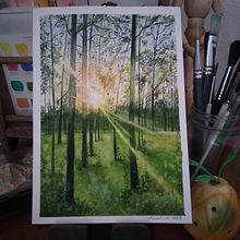 Mi proyecto del curso: Paisajes de ensueño con acuarela: plasma la luz. Projekt z dziedziny  Malarstwo i Malowanie akwarelą użytkownika Amalia del Cid - 26.10.2022
