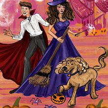 Halloween Family Team. Un progetto di Illustrazione tradizionale e Character design di Basak Kahraman - 01.11.2022