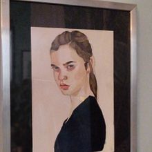 mi proyecto, con marco recuperado, pinte el paspartú de negro con acrílico. Un progetto di Illustrazione tradizionale, Pittura ad acquerello e Disegno di ritratti di Alejandra Isabel Delgado Carvajal - 28.10.2022