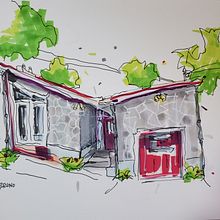 Second sketch for Albert Kiefer's Expressive Architectural Sketching course. Fine Arts project by Marcus Wells - 11.01.2022