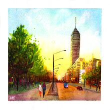 Mi proyecto del curso: Paisajes urbanos en acuarela Ein Projekt aus dem Bereich Bildende Künste, Aquarellmalerei und Architektonische Illustration von Viridiana Benitez Mendoza - 04.11.2022