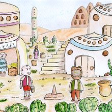 Mundo inspirado en el elementos del desierto. . Traditional illustration, Character Design, Drawing, Watercolor Painting, Ink Illustration, and Manga project by Luis Alejandro Robayo León - 11.05.2022