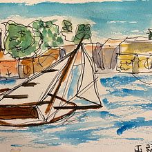 Boats in Line & wash . Traditional illustration project by Johan Gustaphzon - 11.06.2022