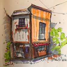 Practice attempts of alberts reference building. Traditional illustration project by Andrew Kirkland - 11.06.2022
