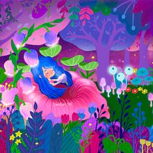 Niña sobre flor en bosque - Rescatando a Liam.. Traditional illustration project by Liliam Garcia - 10.05.2022