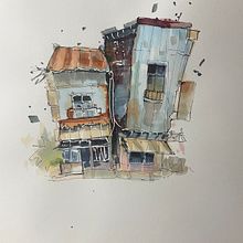 My project for course: Expressive Architectural Sketching with Colored Markers. Sketching, Drawing, Architectural Illustration, Sketchbook & Ink Illustration project by annavelikaya2013 - 11.11.2022