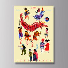 Calendario 2023 La fiesta. Un proyecto de Ilustración tradicional, Ilustración vectorial, Creatividad, Dibujo a lápiz, Diseño de carteles, Diseño de logotipos y Pintura acrílica de Gerald Espinoza - 15.11.2022